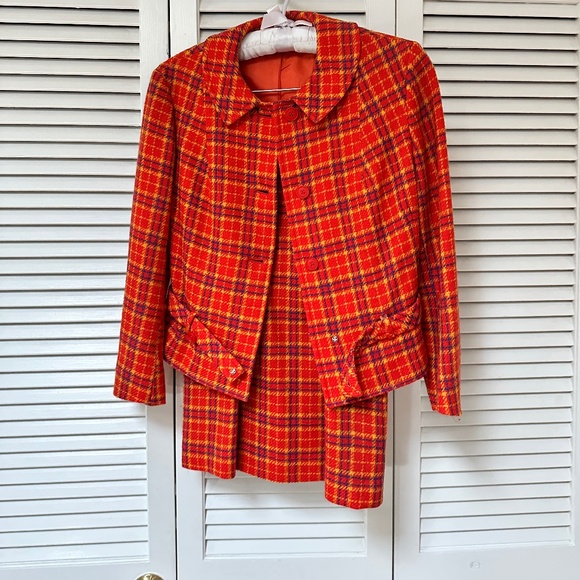 Vintage 1960's Country Miss Plaid Jacket Skirt Set Small ILGWU USA - Picture 1 of 15